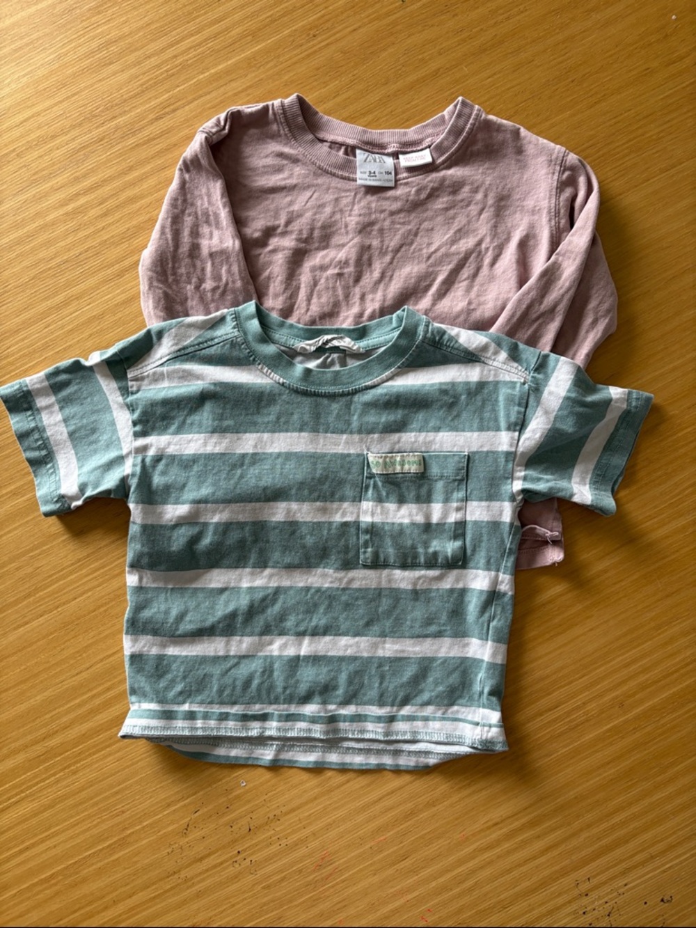 H&MKids Striped Short-Sleeve Tee & Zara Pink Top Set